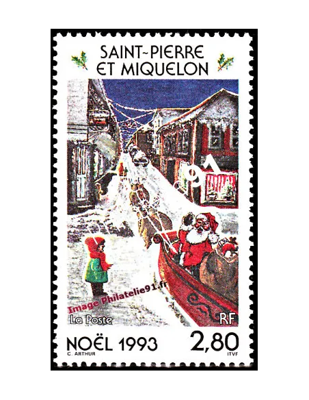 Timbre de Saint Pierre et Miquelon n° 591, Noël, collection Dom-Tom