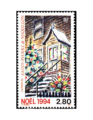 Timbre de Saint Pierre et Miquelon n° 608, Noël, collection Dom-Tom
