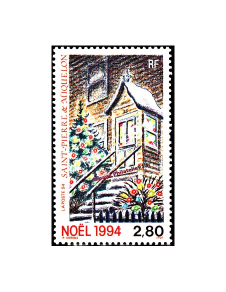Timbre de Saint Pierre et Miquelon n° 608, Noël, collection Dom-Tom