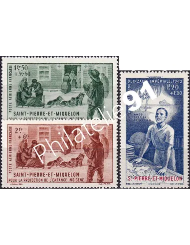 St-Pierre et Miquelon, PA n° 1 à 3 neufs, timbres colonies