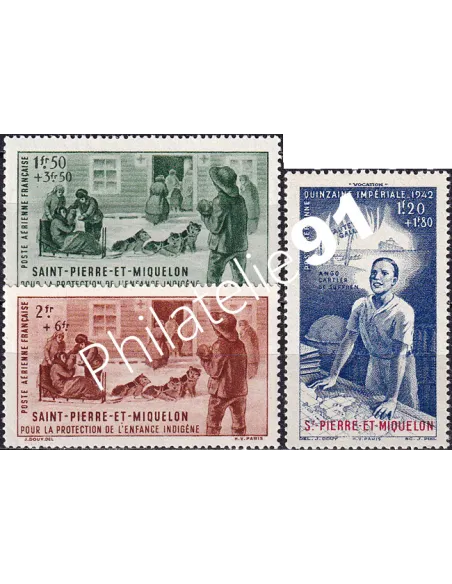 St-Pierre et Miquelon, PA n° 1 à 3 neufs, timbres colonies