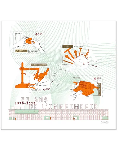 bloc 55 ans de l'imprimerie de Boulazac, timbres de France