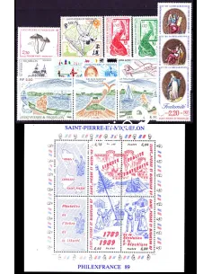Année complète 1989 de Saint-Pierre-et-Miquelon, collection timbres Dom-Tom