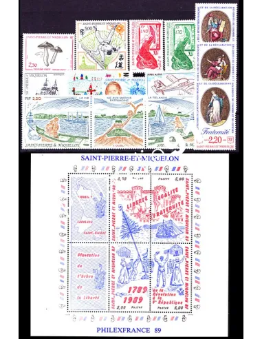 Année complète 1989 de Saint-Pierre-et-Miquelon, collection timbres Dom-Tom