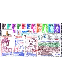 Année complète 1990 de Saint-Pierre-et-Miquelon, collection timbres Dom-Tom