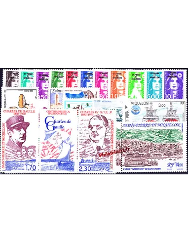 Année complète 1990 de Saint-Pierre-et-Miquelon, collection timbres Dom-Tom