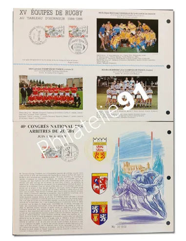 France, Lot de2 document Rugby, timbres Thématiques