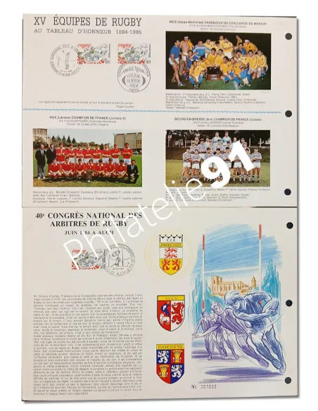 France, Lot de2 document Rugby, timbres Thématiques