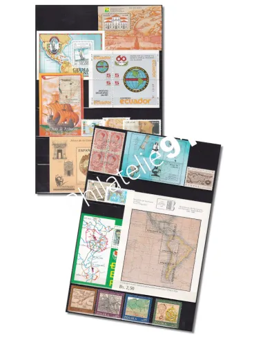 Lot de timbres et BF Thématique Cartes,  timbre Monde