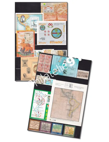 Lot de timbres et BF Thématique Cartes,  timbre Monde