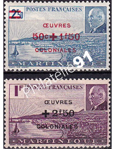 Martinique, n° 196 à 197 charnière, timbres colonies françaises