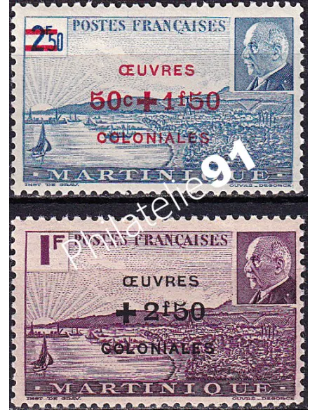 Martinique, n° 196 à 197 charnière, timbres colonies françaises