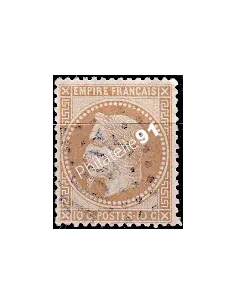 Timbre de France n° 28B  Napoléon III lauré  oblitéré