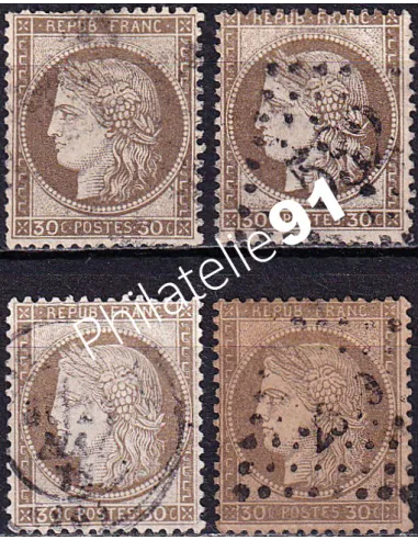 Timbre Classique n° 56 oblitérés, lot de 4 nuances, timbres France