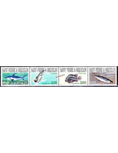 Timbres de Saint Pierre et Miquelon n° 646 à 649, Poissons, Dom-Tom