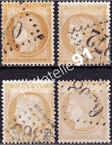 Timbre Classique n° 59 oblitérés, lot de 4 nuances, timbres France