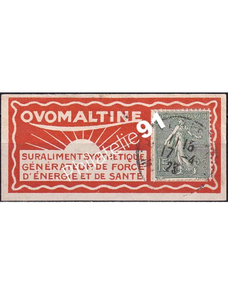 n° 130 oblitéré sur porte-timbre publicitaire, timbres France