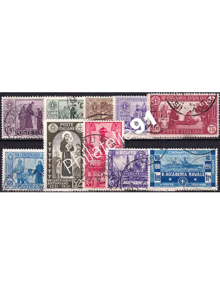 Italie, n° 273 à 282 oblitérés, 2 séries, collection timbres Europe