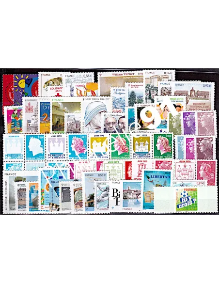 Année complète de timbres de France 2010 - Neuve**