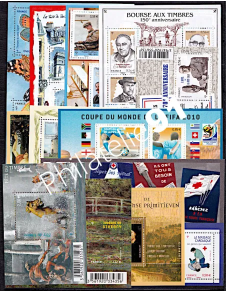 Année complète de timbres de France 2010 - Neuve**