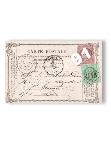 n° 53 et 58 oblitérés sur carte poste de 1873, lettre France