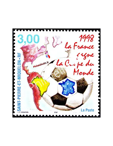 Timbre de Saint Pierre et Miquelon n° 683, Football, timbres Dom-Tom