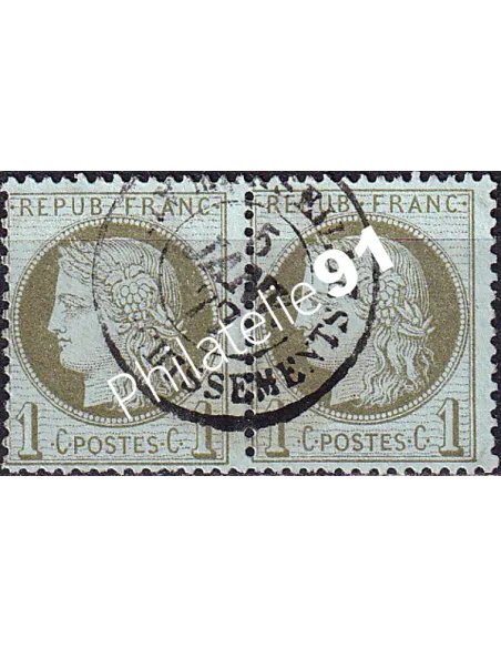 Timbre Classique n° 50 oblitéré, paire, collection timbres France