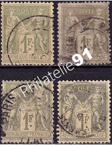 Timbre Classique n° 82 oblitéré, lot de 4 nuances, timbres France
