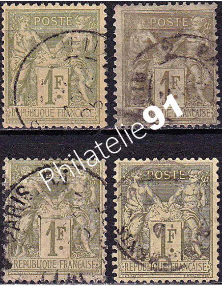 Timbre Classique n° 82 oblitéré, lot de 4 nuances, timbres France