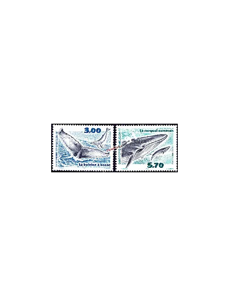 Timbres de St Pierre et Miquelon n° 707-708, Cétacés, timbres Dom-Tom