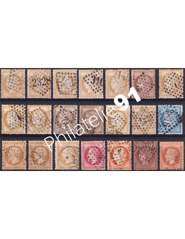 Lot de 21 oblitérations sur Classiques de France, collection timbres de France