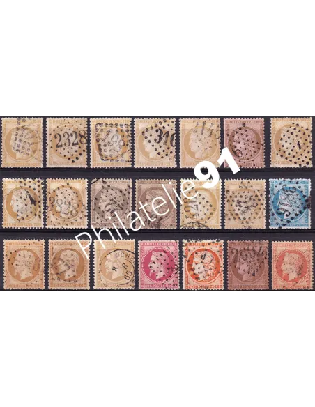 Lot de 21 oblitérations sur Classiques de France, collection timbres de France