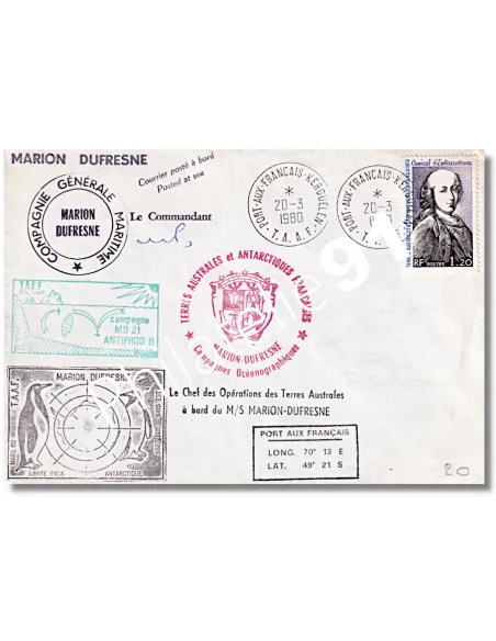 TAAF, n° 83 oblitéré sur enveloppe, Lettres Dom-Tom