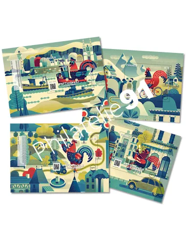 #NFTimbre 5, série de 4 blocs, 1er jour, timbres de France