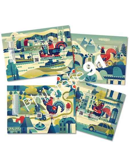 #NFTimbre 5, série de 4 blocs, 1er jour, timbres de France