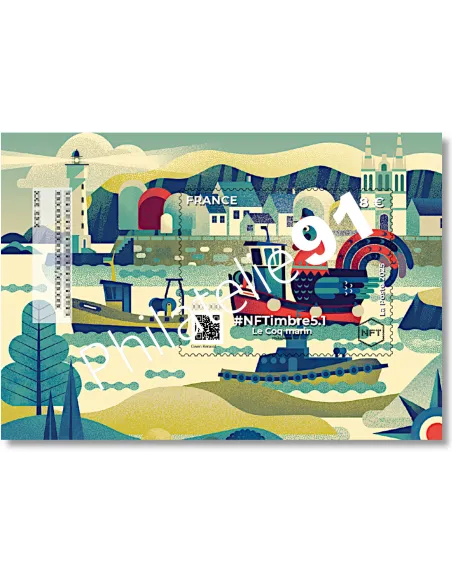 Pack Coqs français#NFTimbre 5, 1er jour, timbres de France