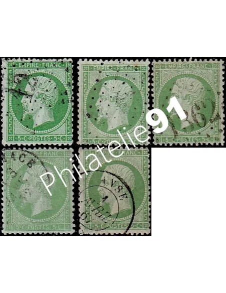 Lot d'oblitérations sur timbre n° 20, collection timbres France