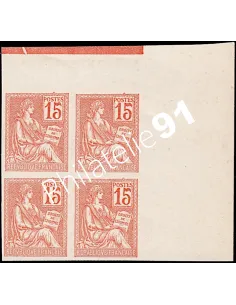 Timbre n° 117c en bloc de 4, Type Mouchon, Collection timbres France
