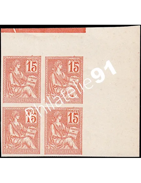 Timbre n° 117c en bloc de 4, Type Mouchon, Collection timbres France