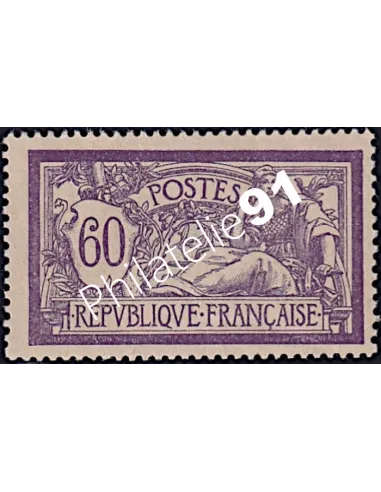 Timbre n° 144a, type merson, signé Calves, collection timbres France