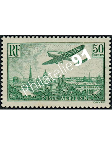 Timbre PA n° 14b vert foncé, collection timbres France