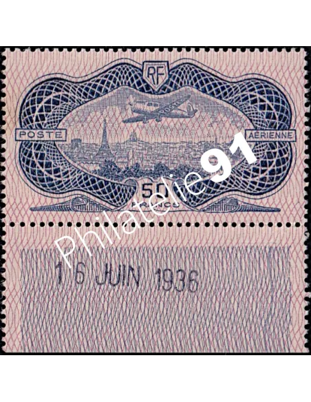 Timbre PA n° 15 burelé, Poste Aérienne, Collection timbres France