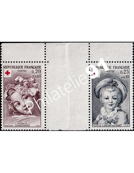 Variété sur timbres n° 1366a à 1367a, oblitéré, timbres France