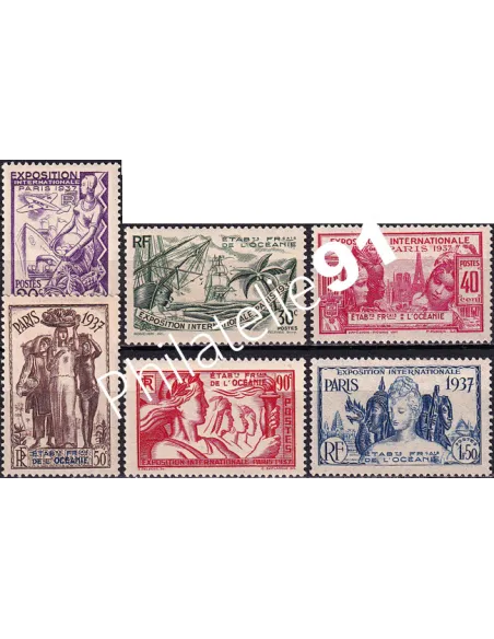 Océanie, n° 121 à 126 charnière, collection timbres des colonies françaises