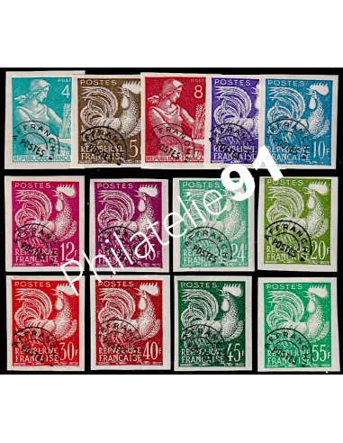 Timbres Préoblitérés n° 106 à 118 non dentelés, Timbres France