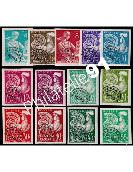 Timbres Préoblitérés n° 106 à 118 non dentelés, Timbres France