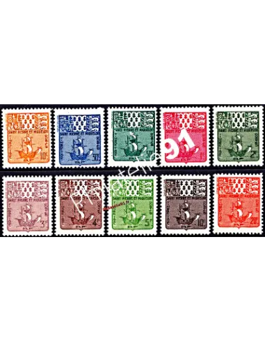 Timbre Taxe de Saint PIERRE ET MIQUELON n° 67 à 76.