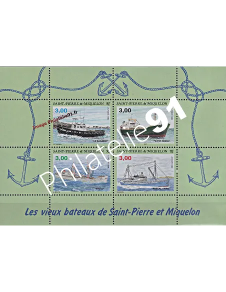 Bloc n° 5 de ST-PIERRE et MIQUELON, Vieux bateaux, collection Dom-Tom