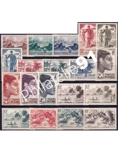 Océanie, n° 182 à 200 charnière, collection timbres des colonies françaises