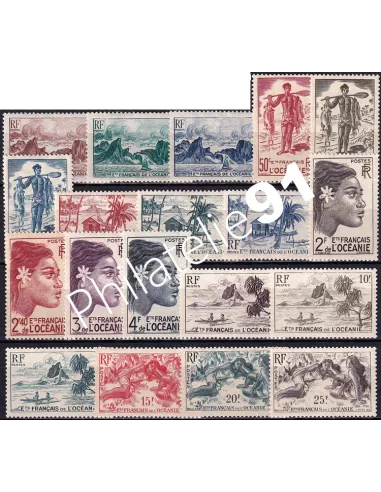 Océanie, n° 182 à 200 charnière, collection timbres des colonies françaises